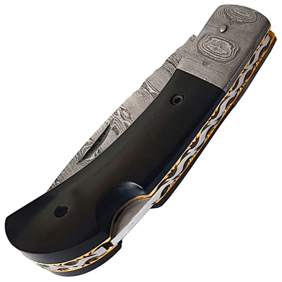 Auerbach Damastmesser Damaszener Stahl Horn "Arthur" Taschenmesser